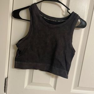High-neck cropped aerie workout top